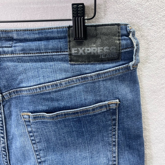 Express Classic Straight Hyper Stretch Jeans Mens 31/30 Blue Denim Pants 1820 - Picture 8 of 9